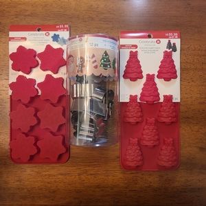 NWT Celebrate It Bundle Silicone Christmas Tree, Star Molds, Cookie Cutters